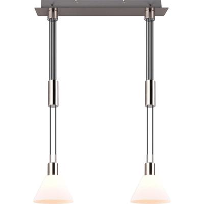LED Hanglamp 2-lichts Mat Nikkel met E27 Fitting - Metaal en Glas
