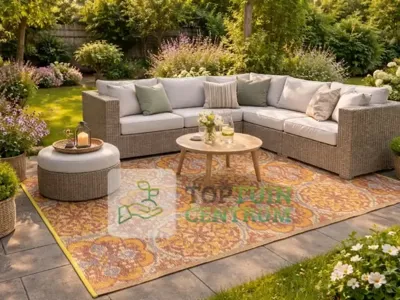 Buitenkleed 180x270cm oranje/paars/creme