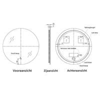 Loxa - Ronde Badkamerspiegel Ilona met Led 60cm - Zwarte omlijsting - Dimbaar - Condensvrij vlak- Duurzame kwaliteit - Eenvoudige installatie - thumbnail