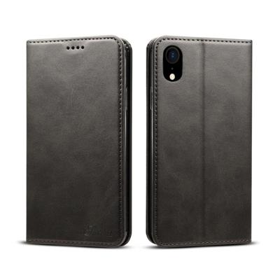 Suteni kalf textuur horizontale Flip lederen case voor de iPhone XR met houder & card slots & portemonnee (zwart) Suteni kalf textuur horizontale Flip lederen case voor de iPhone XR met houder & card slots & portemonnee (zwart)
