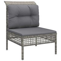 5-delige Loungeset met kussens poly rattan grijs - thumbnail