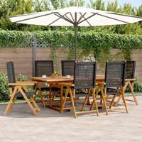 7-delige Tuinset poly rattan en massief hout zwart - thumbnail