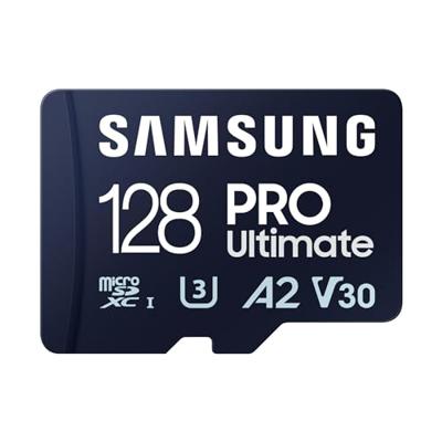 Samsung PRO Ultimate microSD-kaart 128 GB Class 3 UHS-I , v30 Video Speed Class, A2 Application Performance Class Incl. USB-kaartlezer Samsung PRO Ultimate microSD-kaart 128 GB Class 3 UHS-I , v30 Video Speed Class, A2 Application Performance Class Incl. USB-kaartlezer