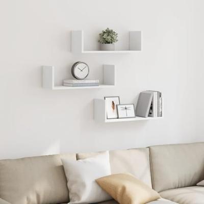 Wandschappen 3 st 58x18x18 cm bewerkt hout wit