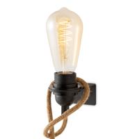 Zwart Vintage Muurlamp - Metalen Wandlamp - Met E27 fitting - 10 x 6 x 4 (BxDxH) - Voor hal en slaapkamer - Met schakelaar - Lichtbron niet inbegrepen - thumbnail