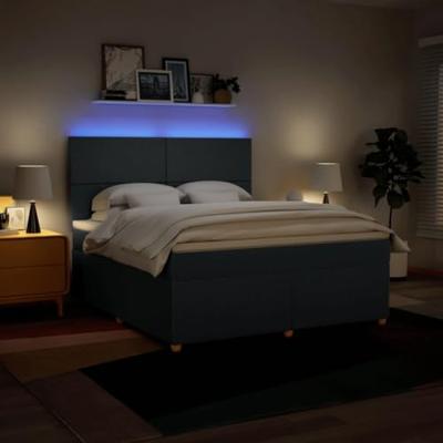 Boxspring met matras stof blauw 180x200 cm