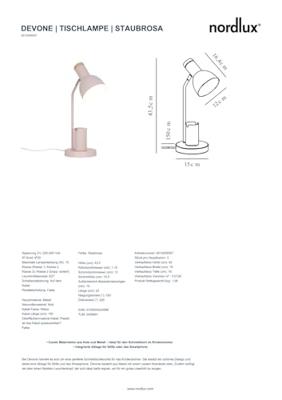 Nordlux Roze bureaulampDevone met pennenbakje - 2512405057