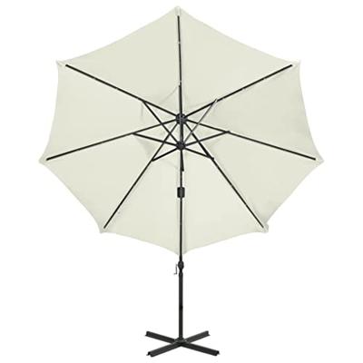 VidaXL Zweefparasol met paal en led-verlichting 300 cm zandkleurig