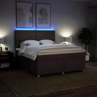 Boxspring met matras stof donkerbruin 180x200 cm - thumbnail