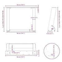 Salontafelpoten 2 st U-vormig 50x(42-43) cm staal zwart - thumbnail