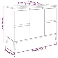 Wastafelkast 80x33x60 cm bewerkt hout bruin eikenkleur - thumbnail