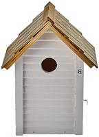 TRIXIE NESTKASTJE HUISJE HOUT WIT 18X15X24 CM GAT 3 CM - thumbnail