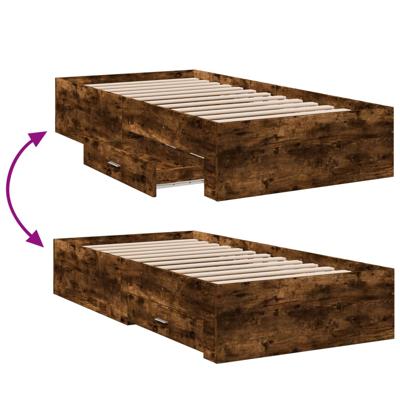 Bedframe met lades bewerkt hout gerookt eikenkleurig 135x190 cm