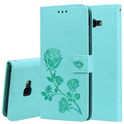 Rose reliëf horizontaal flip PU lederen Case voor Samsung Galaxy J4 Plus, met houder & kaartsleuven & portemonnee (groen)