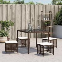 Tuinkrukken 4 st met kussens 41x41x36 cm poly rattan bruin - thumbnail