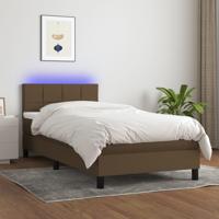 Boxspring met matras en LED stof donkerbruin 80x200 cm - thumbnail