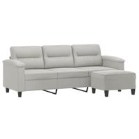 Driezitsbank met voetenbank 180 cm microvezelstof lichtgrijs - thumbnail