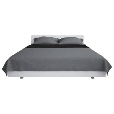 VidaXL Bedsprei dubbelzijdig 170x210 cm quilt grijs en zwart VidaXL Bedsprei dubbelzijdig 170x210 cm quilt grijs en zwart
