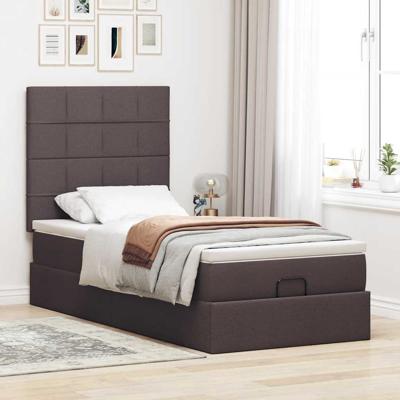 Ottoman bed met matras 90x190cm stof donkerbruin