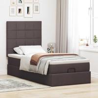 Ottoman bed met matras 90x190cm stof donkerbruin - thumbnail