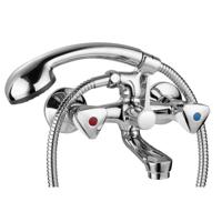 Go by Van Marcke Easy II tweegreepsmengkraan baddouche compleet inclusief handdouche hartafstand 15cm inclusief rozetten en S-koppelingen 185702 - thumbnail