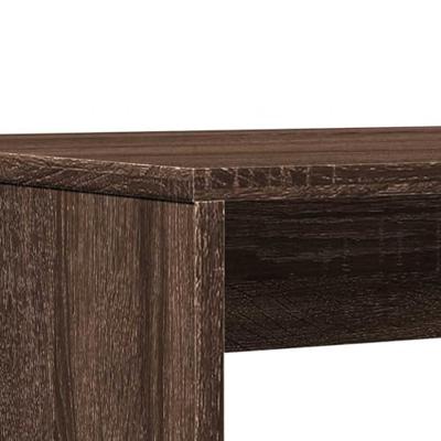 3-delige Eettafel en bankenset bewerkt hout bruin eikenkleur