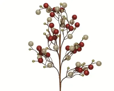 Everlands kunsttak bessen 60cm rood, goud