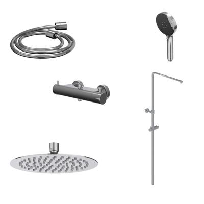 Regendoucheset IVY Bond Opbouw Thermostatisch 30 cm Slim Rond 3-Standen Handdouche Chroom