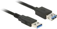 Delock USB-kabel USB 3.2 Gen1 (USB 3.0 / USB 3.1 Gen1) USB-A stekker, USB-A bus 1.00 m Zwart Vergulde steekcontacten 85054 - thumbnail