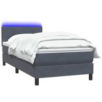 Boxspring met matras en LED fluweel donkergrijs 90x220 cm - thumbnail