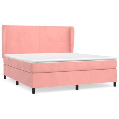 Boxspring met matras fluweel roze 160x200 cm