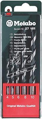 Metabo 627181000 Beton-spiraalboren set 5-delig 4 mm, 5 mm, 6 mm, 8 mm, 10 mm 5 stuk(s) Metabo 627181000 Beton-spiraalboren set 5-delig 4 mm, 5 mm, 6 mm, 8 mm, 10 mm 5 stuk(s)
