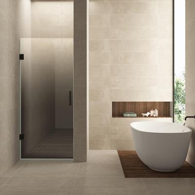 Nisdeur Links Wiesbaden Less 70x200 cm 8 mm Nano Spiegelrook- Naar Helder Glas Mat Zwart