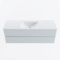 MONDIAZ VICA 140cm badmeubel onderkast Clay 2 lades. Wastafel CLOUD midden 1 kraangat, kleur Talc. - thumbnail