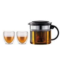 Filtertheepot - BODUM - BISTRO SET - 1,0 l kunststof + 2 dubbelwandige kopjes 0,25 l - thumbnail