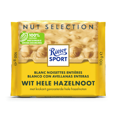 Ritter sport wit hele hazelnoot tablet 100gr | 10 stuks Ritter sport wit hele hazelnoot tablet 100gr | 10 stuks