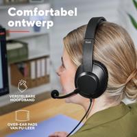 Trust Ayda Max Over-Ear Headset 3.5mm met Microfoon, Koptelefoon met Kabel van 1.8 m, 85% Gerecycled Plastic, Verstelbare Hoofdband, Headphones voor PC Computer Laptop Thuiswerken Teams Zoom, Zwart - thumbnail