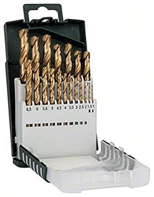 Bosch Accessories 2609255134 2609255134 HSS Metaal-spiraalboorset 19-delig 1 mm, 1.5 mm, 2 mm, 2.5 mm, 3 mm, 3.5 mm, 4 mm, 4.5 mm, 5 mm, 5.5 mm, 6 mm, 6.5 mm,