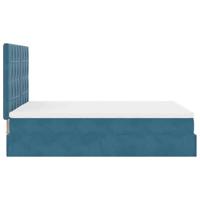 Ottoman bed met matrassen 140x190cm fluweel donkerblauw - thumbnail