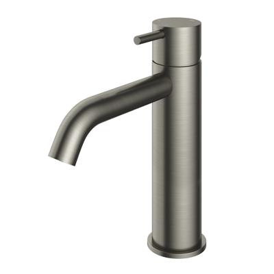 Hotbath Cobber middelhoge wastafelkraan met gebogen uitloop zonder waste geborsteld nikkel CB003MCGN