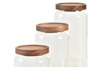 Set van 3 Potjes DKD Home Decor Acacia Borosilicaatglas (1 L) (400 ml) (700 ml) (3 Onderdelen) - thumbnail