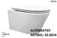 Hangtoilet Wiesbaden Vesta Rimless Diepspoel Wit (incl Flatline Zitting) - thumbnail