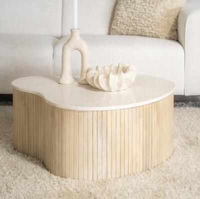 Eleonora Organische Salontafel 'Kira' Mangohout en marmer, 83 x 72cm