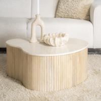 Eleonora Organische Salontafel 'Kira' Mangohout en marmer, 83 x 72cm - thumbnail