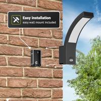 Bristol - LED Wandlamp met sensor - 10 Watt 814 Lumen - Bewegingssensor en schemerschakelaar - 3000K warm wit licht - zwart - thumbnail