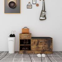 VidaXL Schoenenbank 94,5x31x57 cm bewerkt hout gerookt eikenkleurig - thumbnail