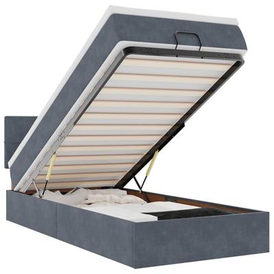 Ottoman bed met matras en LED's 90x200cm fluweel donkergrijs