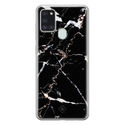 Samsung Galaxy A21s siliconen hoesje - Marmer zwart