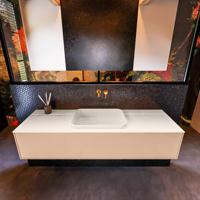 Badkamermeubelset Mondiaz Erin 150 cm met 1 Lade met RIDGE Wastafel Midden Linen Zonder Kraangaten Greeploos Mat Rosee - thumbnail