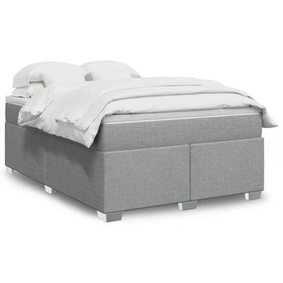 Boxspring met matras stof lichtgrijs 140x200 cm - thumbnail